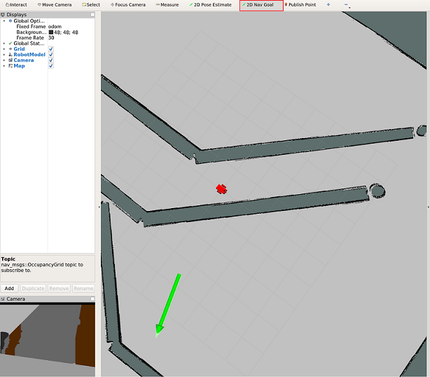 The arrow, as indicated above, will represent the goal position, and the direction will represent the goal orientation for the robot.